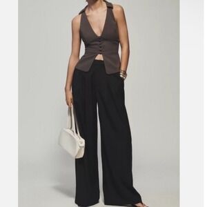 MAEVE The Avery Wide Leg Pleated
Trousers In Black Size Large